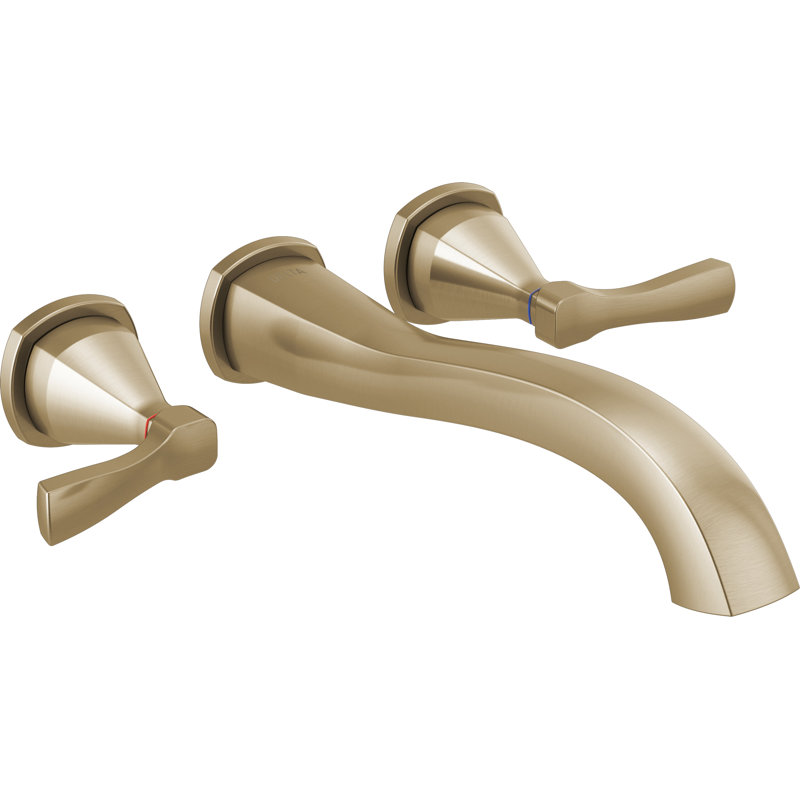 Garniture de robinet de baignoire murale à poignée double Stryke, Bronze champagne