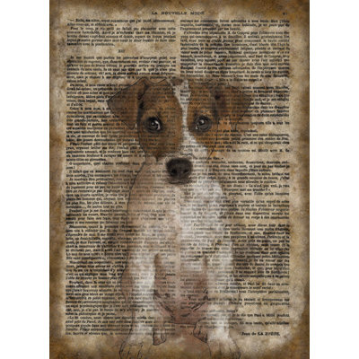 Jack Russell Terrier Vintage Paper 1 Piece Wall Art