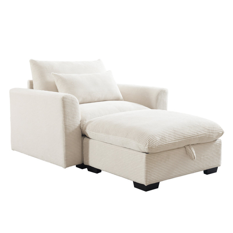 Canapé modulaire avec repose-pieds avec rangement, Beige