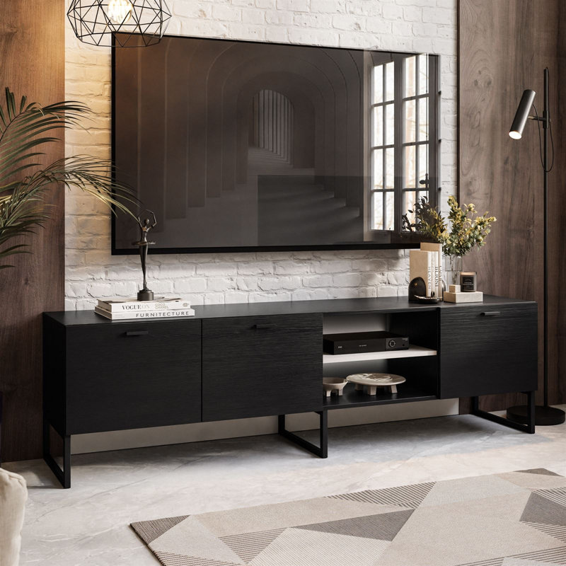 Quirama Moonlight 185 cm RTV Cabinet Cashmere, Black