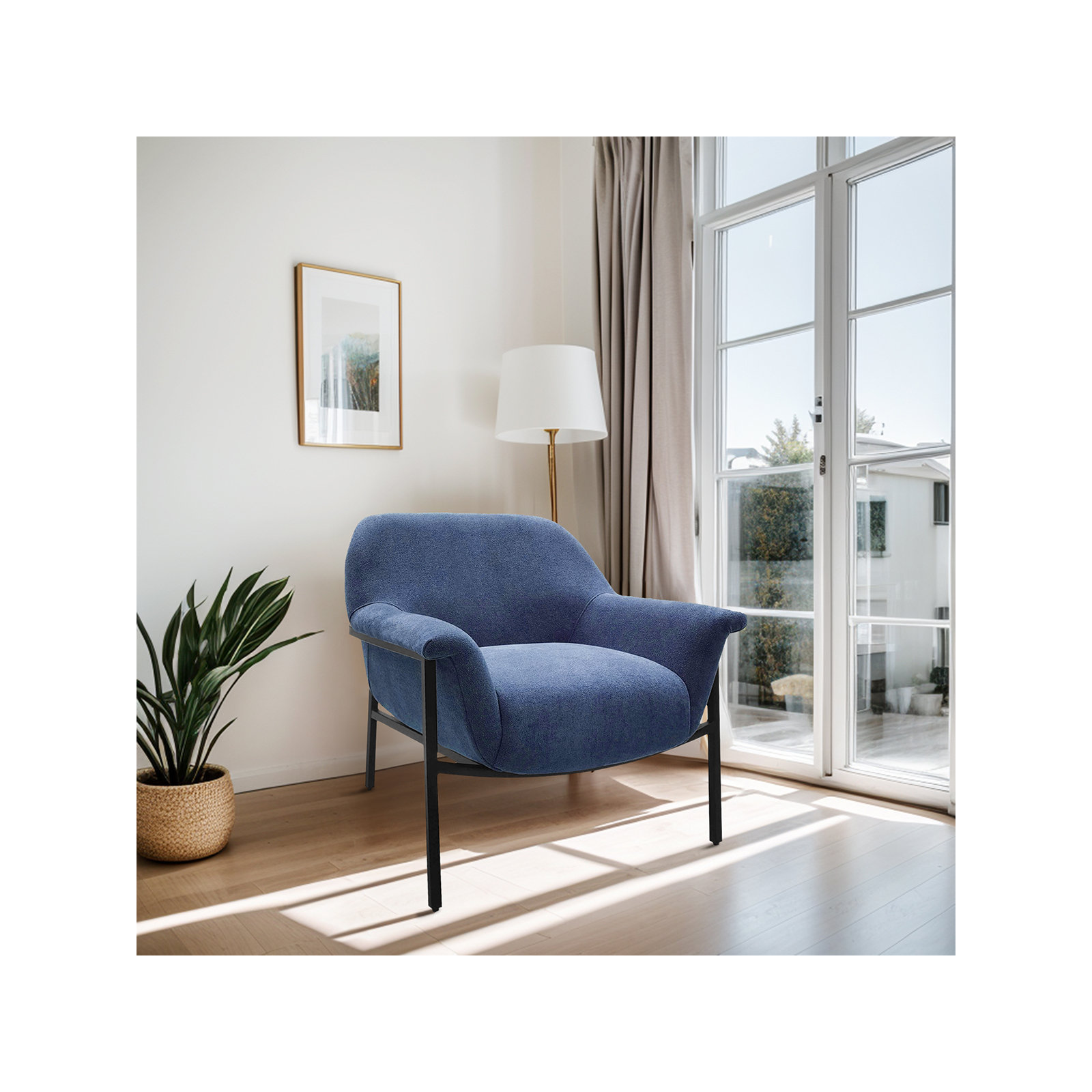 Starnisha Accent Chair, Navy Blue Polyester
