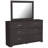 Cyme 2Pc Dresser And Mirror Set, 6 Drawers W Handles, Charcoal Black
