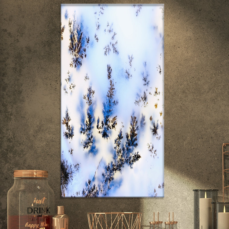 Cristaux dendrite-impression d’art graphique, H 32 po x l 16 po x P 1 po, Toile tendue