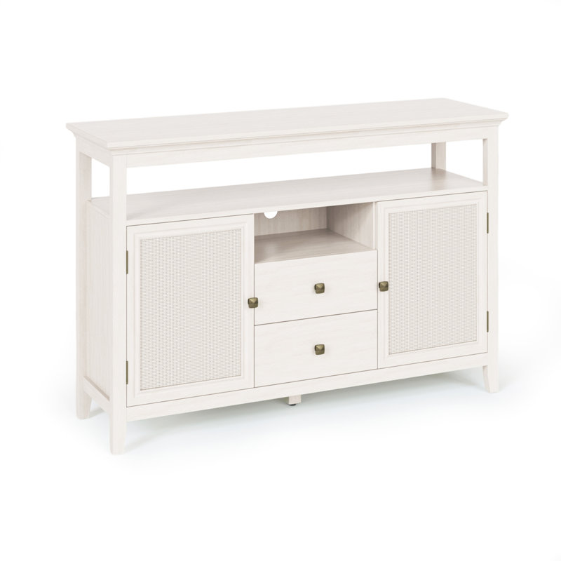 Buffet, armoire de cuisine de 52,8 po avec tablettes réglables en bois blanc et buffet d'appoint