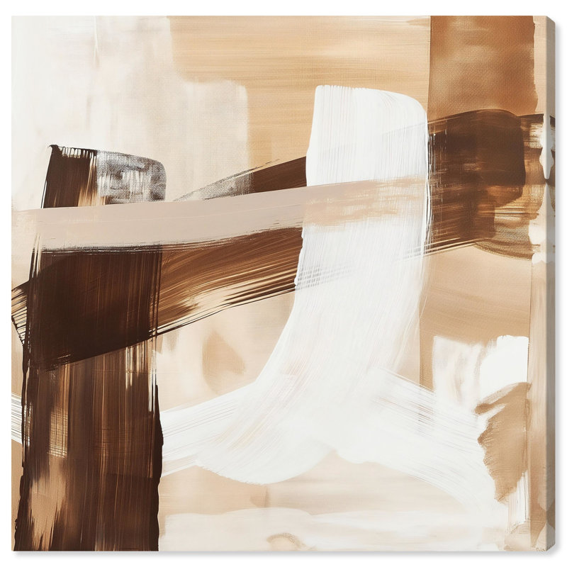 Art mural abstrait sur toile espresso, H 40 po x l 40 po, Toile tendue