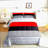 Ombre Stripes Comforter Set - Modern Abstract Art Duvet Insert with Red Patchwork Design, Farmhouse Decor Queen Size Bedding in Grey and Black