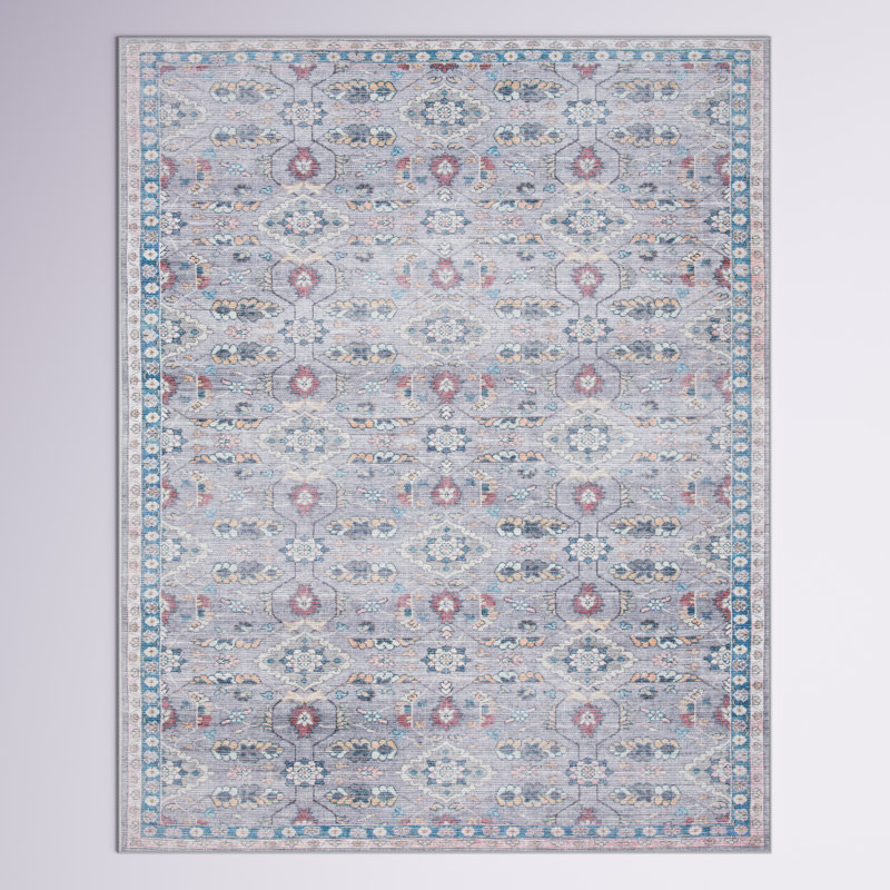 Tapis oriental gris / beige / bleu Charney, Rectangle 8 pi x 10 pi