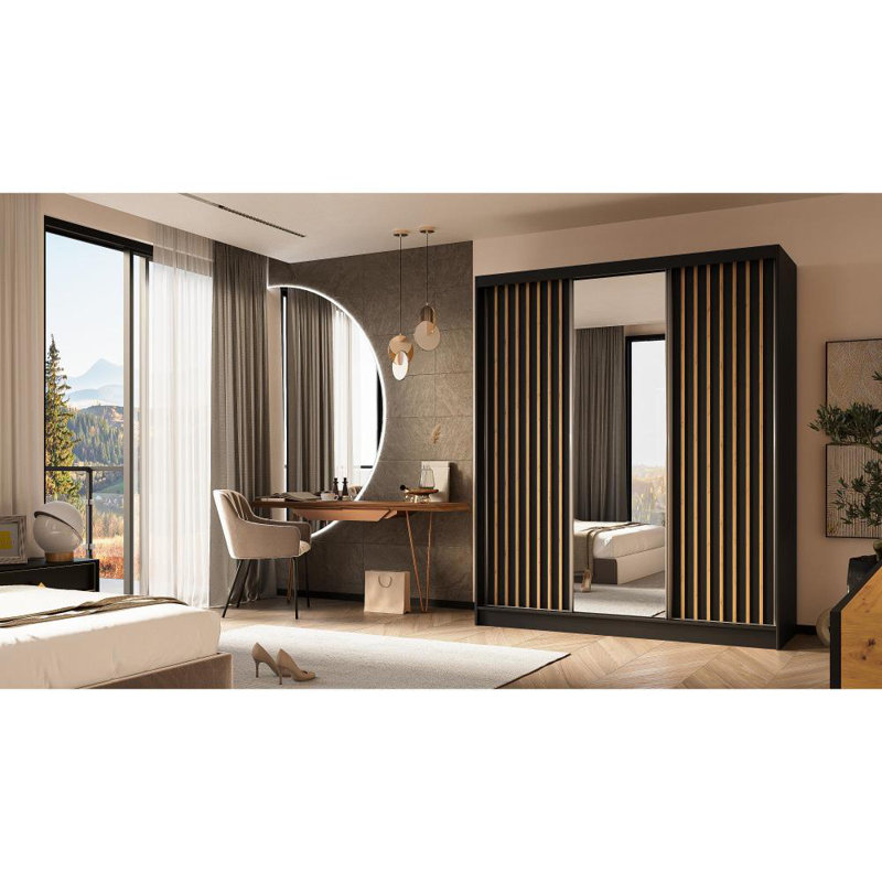 Brisen 3 Door Sliding Wardrobe, Dark Brown
