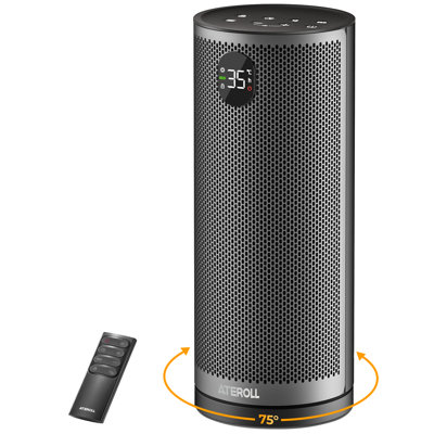 Chauffage et ventilateur oscillant 40 cm (16 po), 1500 W PTC, télécommande, mode éco, minuterie 12 h, noir