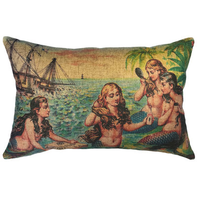  Mermaids Linen Lumbar Pillow