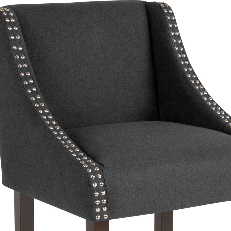 Padmukh Upholstered Counter Stool, Charcoal, Counter Stool (24" Seat Height)