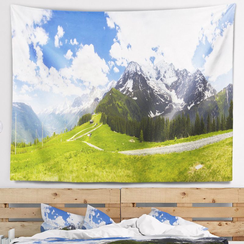 Paysage, vallée, Alpes françaises, tapisserie panoramique, H 78 po x l 92 po