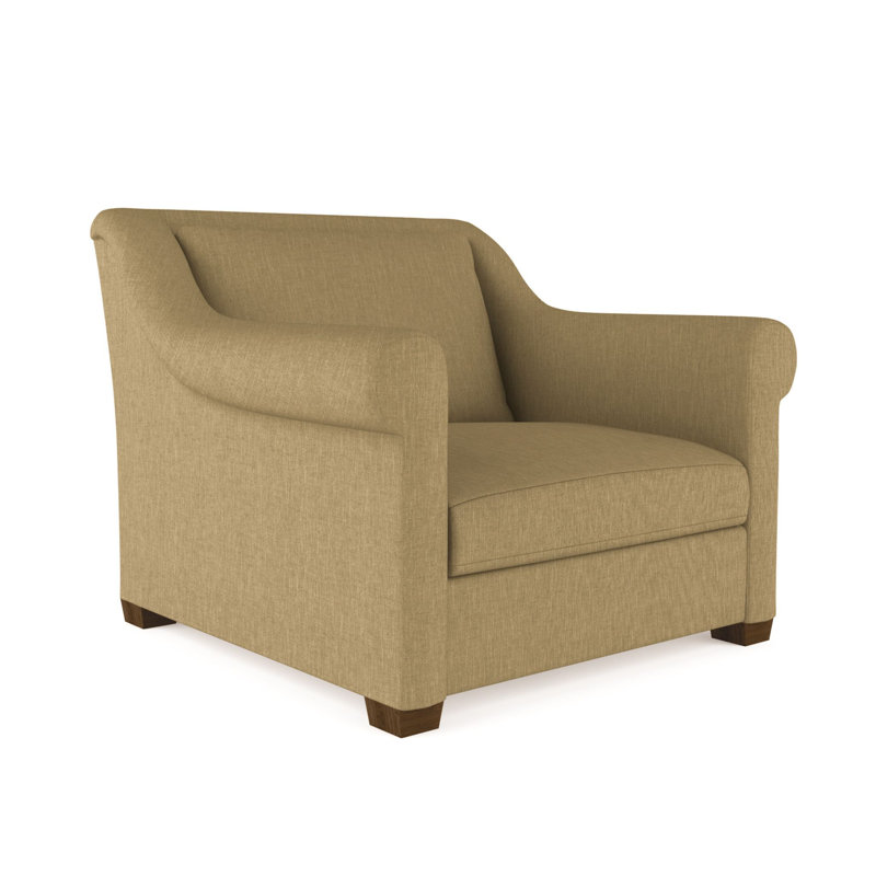 Chaise avec accoudoirs roulés Thompson, H 32 po x l 43 po x P 46 po, Lin à tissage carré jacinthe, Brun foncé