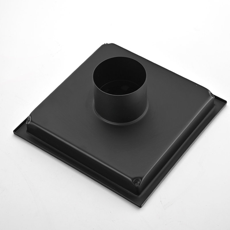 Square Stainless Steel Grid Shower Floor Drain, Matte Black