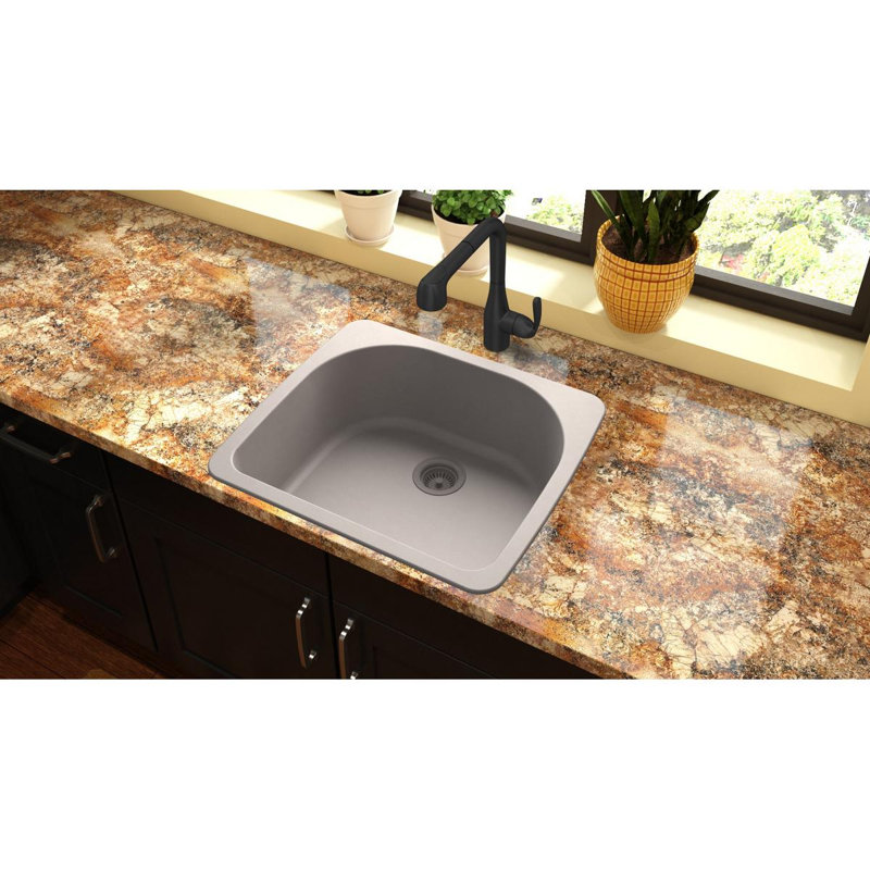 Quartz Classic 25" L x 22" W Drop-In Kitchen Sink, Greige