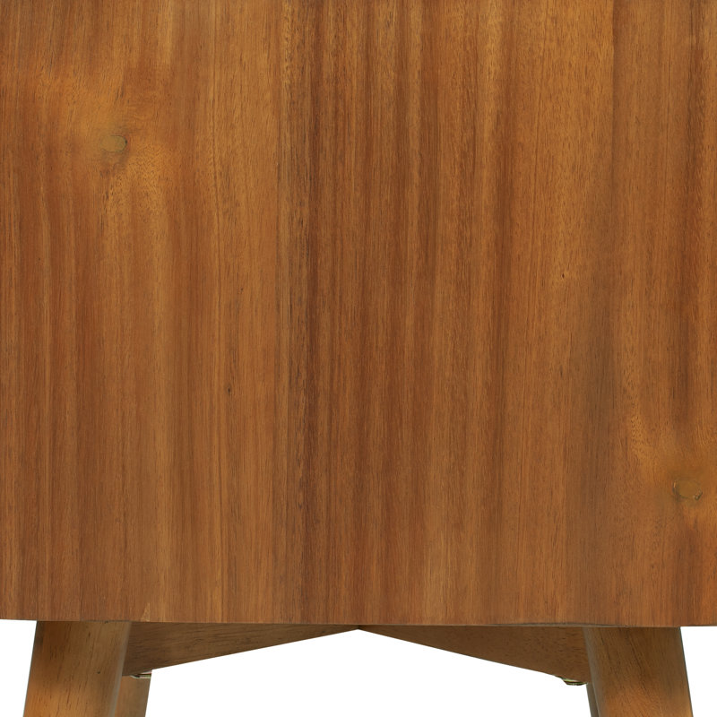 Table de chevet Dorsey avec base en bois massif, Brun clair
