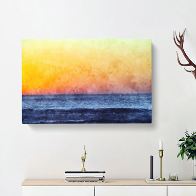 Orange Sunset Abstract - Wrapped Canvas Painting