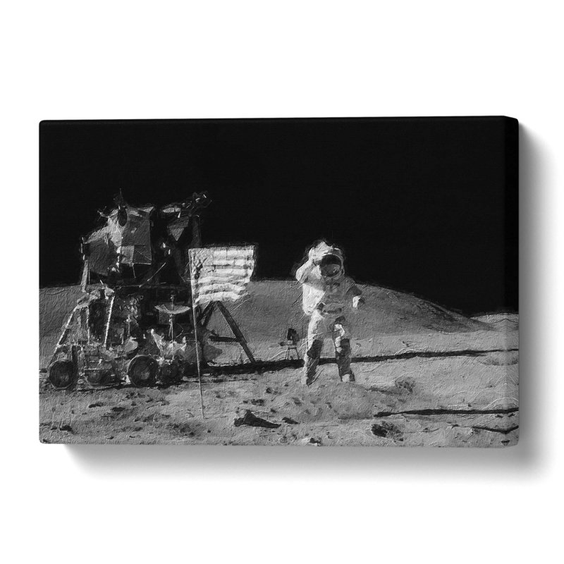 'Astronaut on the Moon' - Wrapped Canvas, 40 cm H x 60 cm W