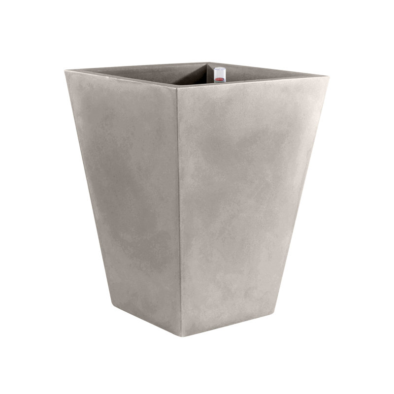 Cono Cuadrado - High Square Resin Cone Pot Planter - Self Watering, Taupe, 39.25" H x 21.75" W x 21.75" D