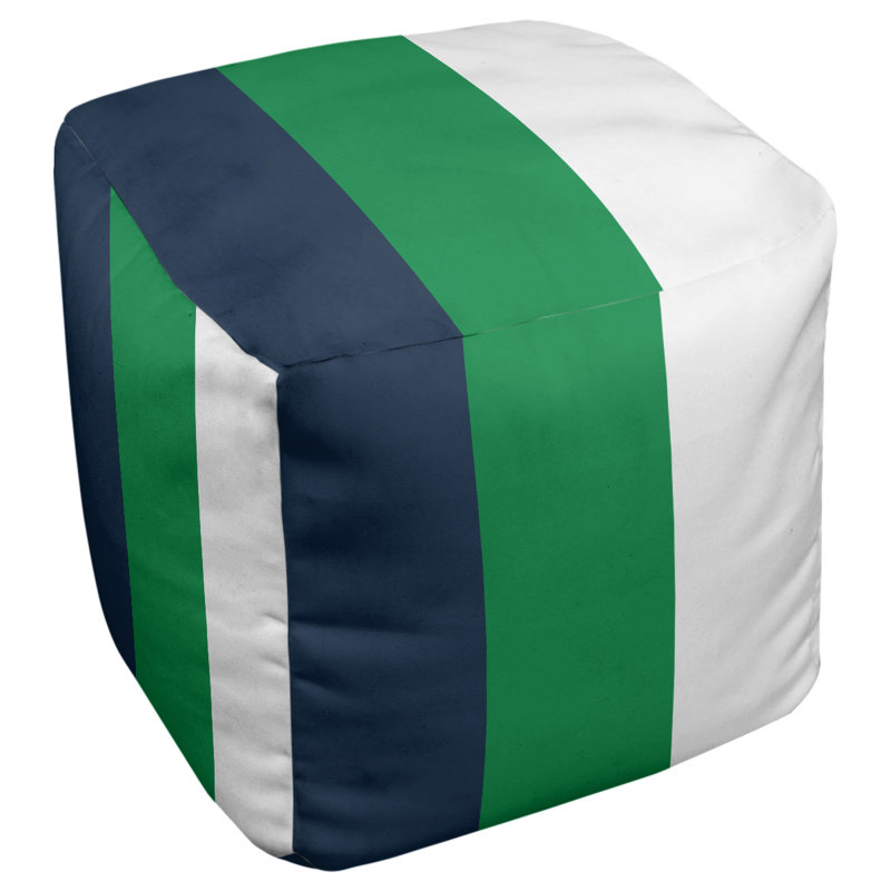 Repose-pieds cube à rayures south bend, Bleu / vert / blanc