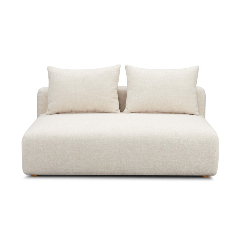 Chiemi Cheryll Textured Fabric Modular Loveseat, Crème, crème