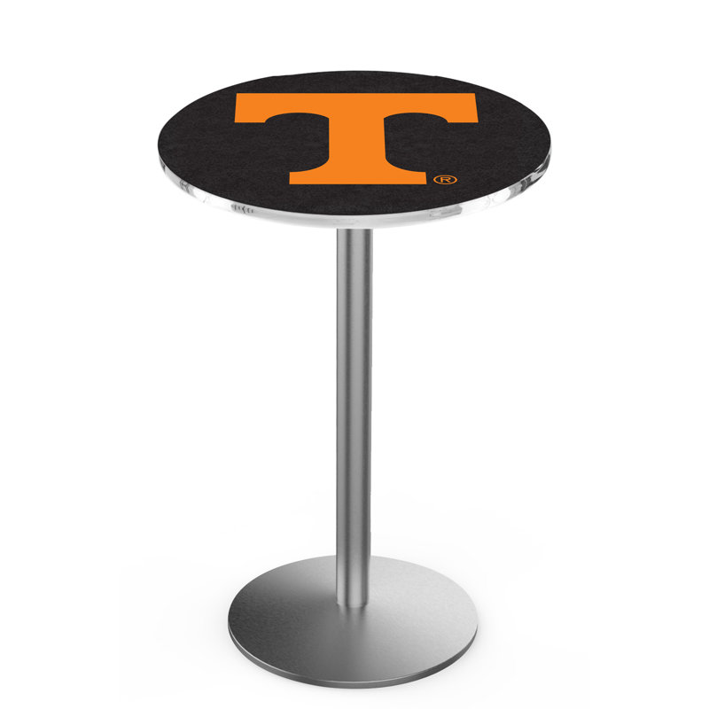 Round Metal Base Dining Table, Stainless Steel, University of Tennessee