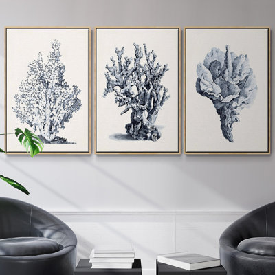 " Blue Antique Coral I " 3 - Pieces
