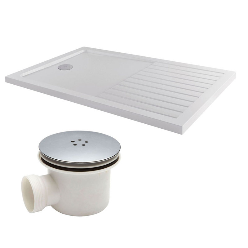  Stone Resin Shower Tray – White, 4.5cm H x 90cm W x 160cm D