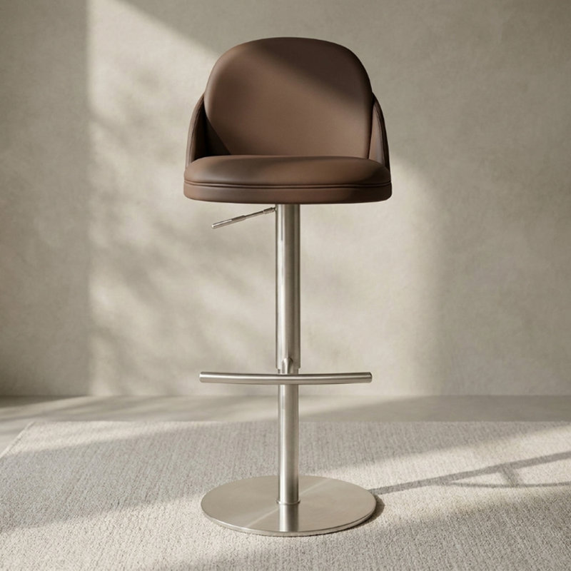 Tabouret de comptoir pivotant à 360 degrés Finta, Mink Brown/Silver