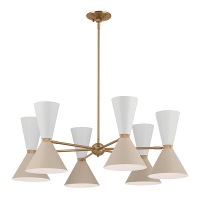 Lustre réglable en acier grège et blanc Phix 12 lumières Phix