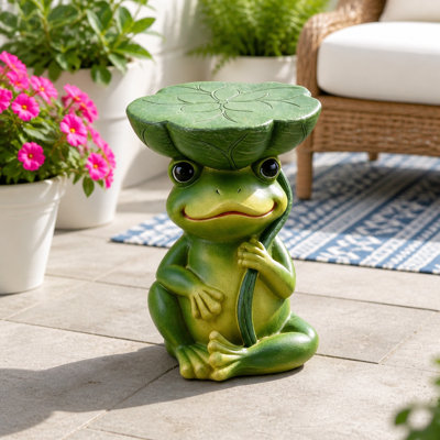 Tabouret de jardin en forme de grenouille (25 cm), en composite de pierre et d'oxyde de magnésium, idéal pour la décoration extérieure de votre jardin, terrasse ou patio.