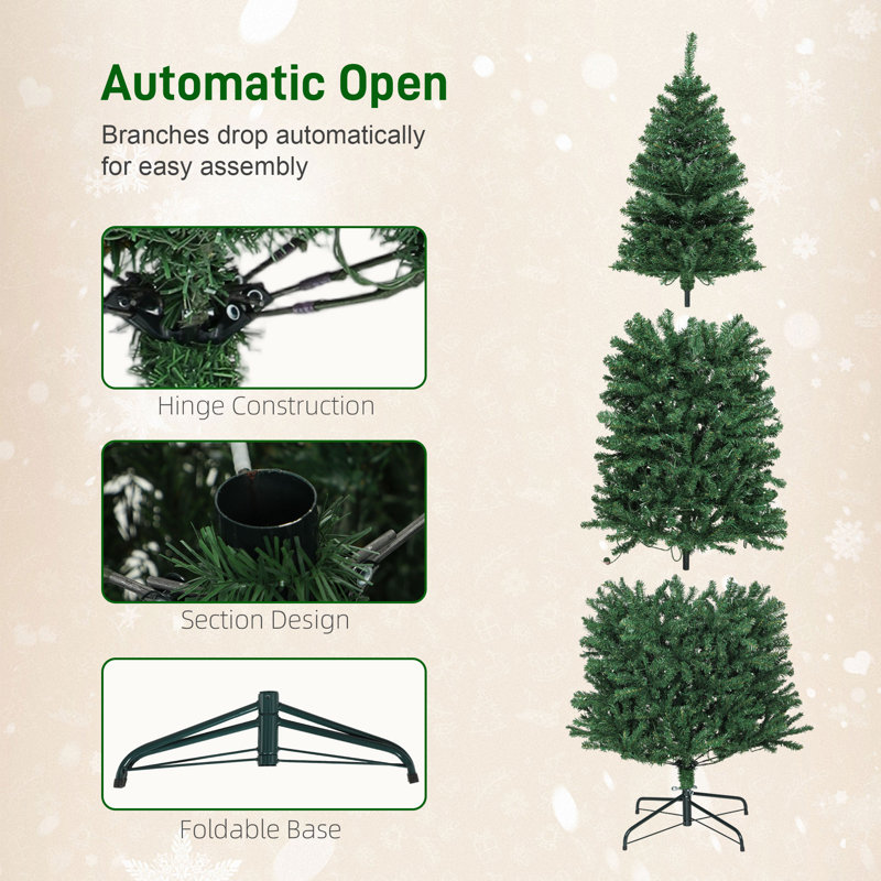 Sapin de Noël artificiel 7 pi avec lumières colorées synchronisées bricolage, sapin mince articulé à distance avec minuterie quotidienne