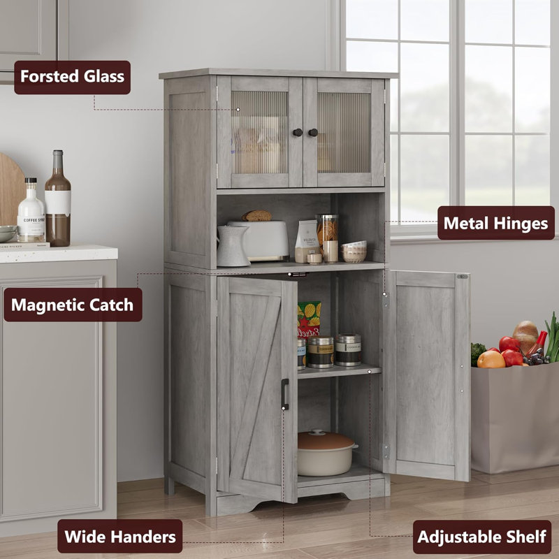 128cm Kitchen Pantry, grey