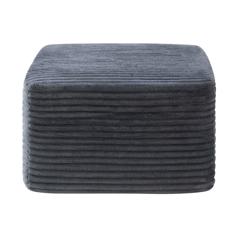 Pouf carré rembourré en velours côtelé, repose-pieds moelleux pour la décoration du salon et de la chambre à coucher, Gris