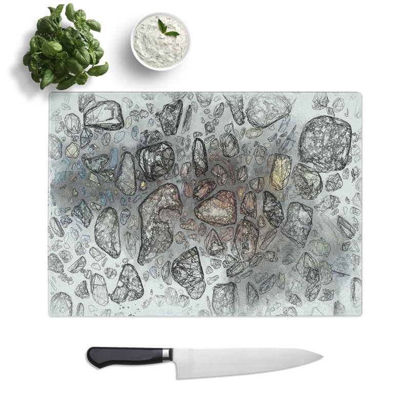 Tempered Glass Rocks Chopping Board, 20 cm x 28.5 cm