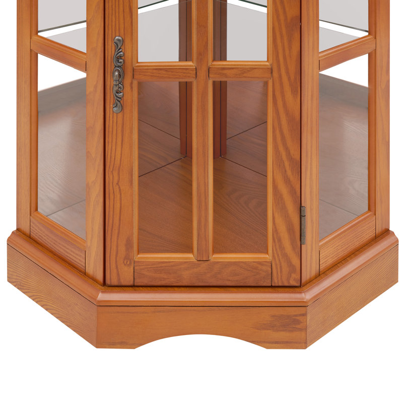 Corner Cabinet With 5 Shelves And , Oak Feeling 5-shelf Lighting In Tone, Oak