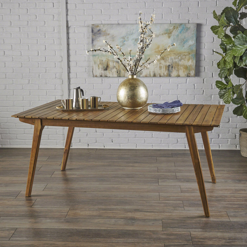 Table de salle à manger d'extérieur en bois massif 69 po