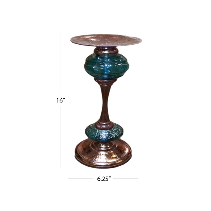 Glass, Metal Tabletop Candlestick