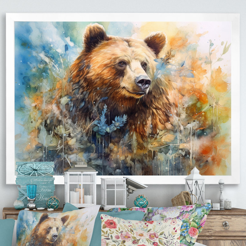 Majestic Grizzly II sur toile, Cadre photo blanc, H 12 po x l 20 po x P 1 po