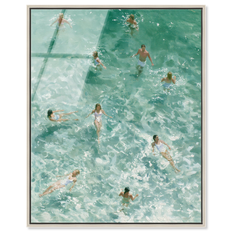 Décoration murale pour dortoir : Impression acrylique encadrée « Baignade en mer II » par, 25" H x 21" W, Cadre argenté