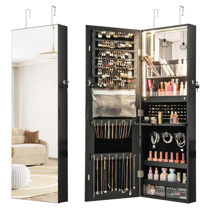 Armoire à bijoux avec miroir Mutsuko, Noir