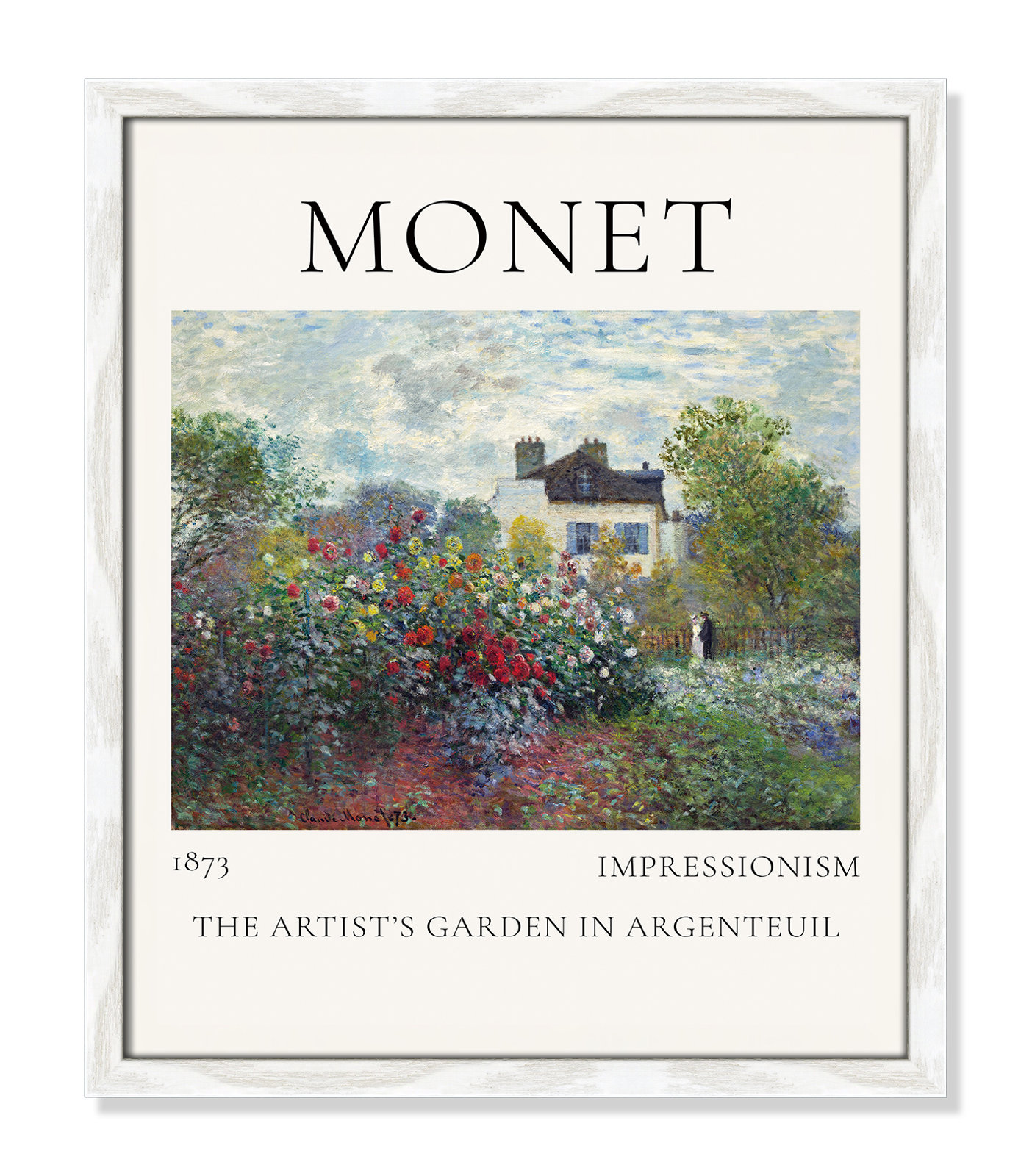 Rocchetto "Artists Garden in Argenteuil" Print, White Single Picture Frame, No, 19" H x 16" W x 0.75" D