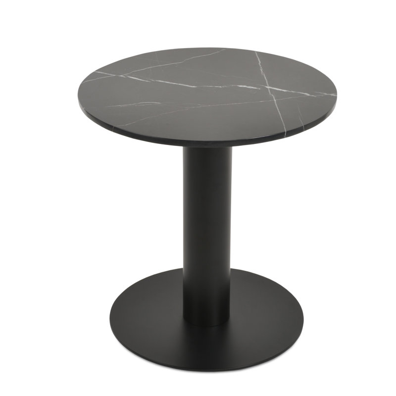 Tango Thick Post Round Ceramic Table, Black, 29.5" H x 32" W x 32" L