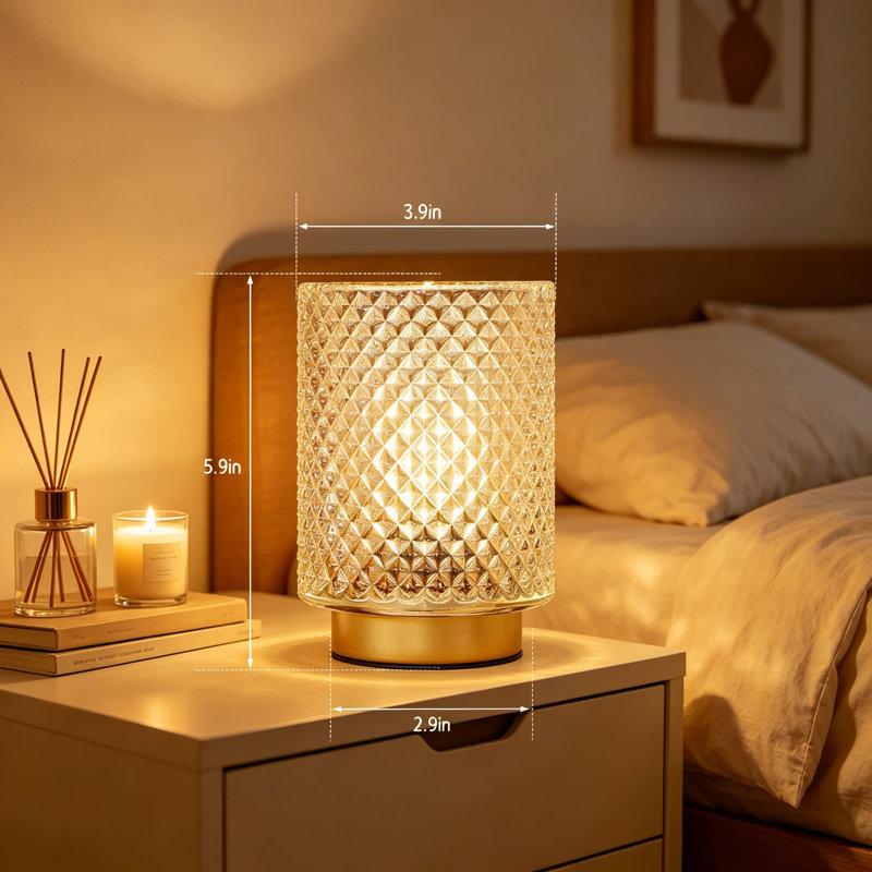 Ensemble de 2 lampes de table à pile avec minuterie, lampe d'appoint en verre sans fil avec lumière blanche chaude pour le chevet, la bibliothèque, l'étagère, le vestibule, le décor de table, transparent iridescent