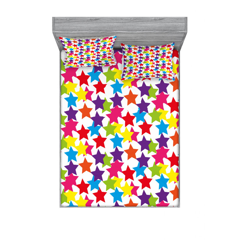 Ensemble de draps Funky Stars, Ensemble de drap pour grand lit avec drap-housse