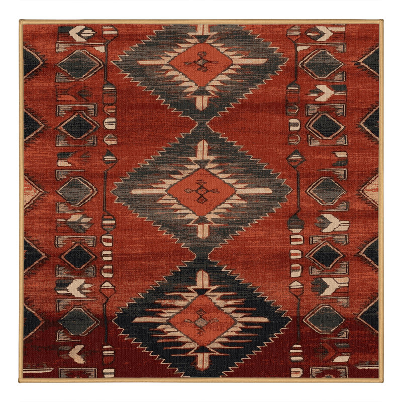 Tapis brun turc lavable à la machine, Carré 8 pi