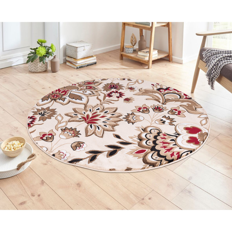 Demaris Floral Indoor Rug, Round 5'2"