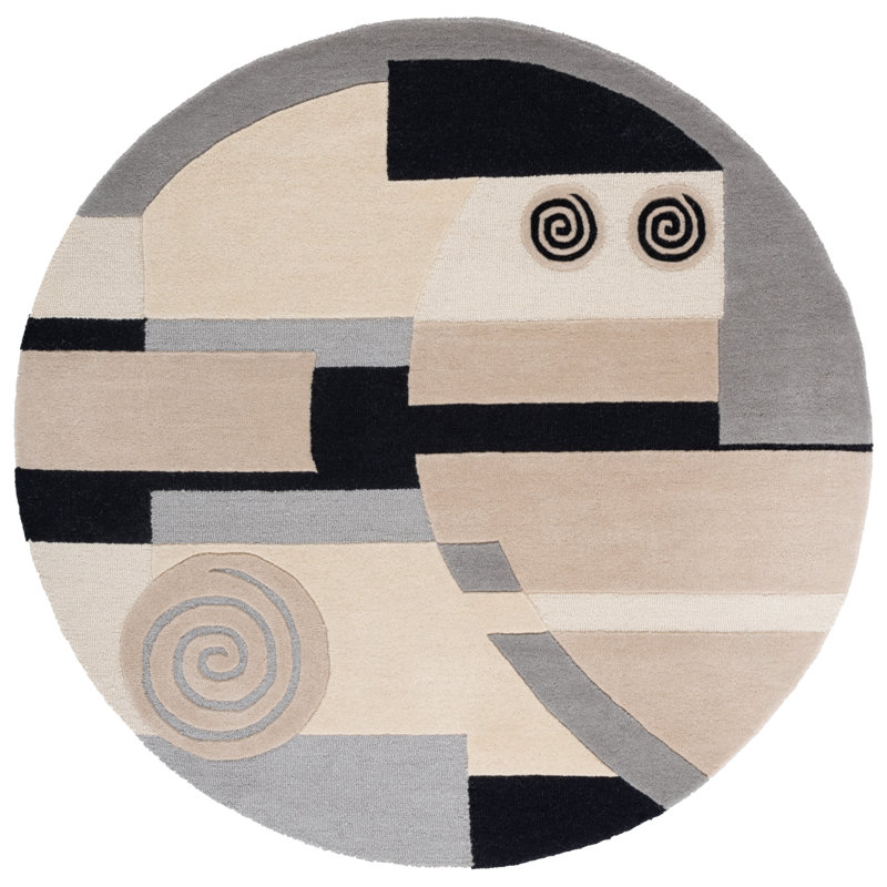 Tapis en laine touffeté à la main Bertile, Rond 5 pi 9 po