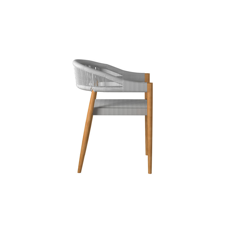 Ensemble de 4 fauteuils Klint, Gris / Bois naturel
