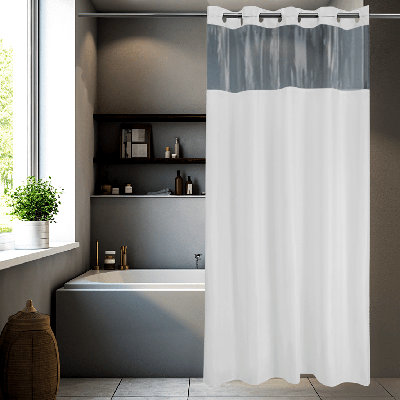 Rideau de douche simple sans crochet avec fenêtre en vinyle transparent Jepsen